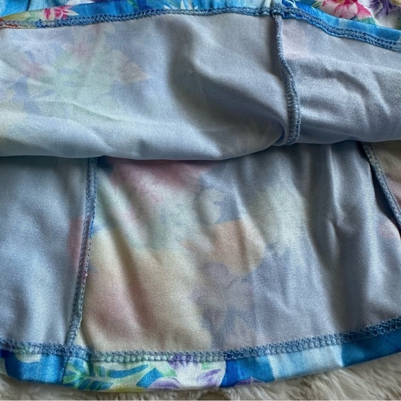Vintage UjENA Light Blue Floral Pineapple Swim Cover Skirt Sz Small USA 80’s - Picture 4 of 5